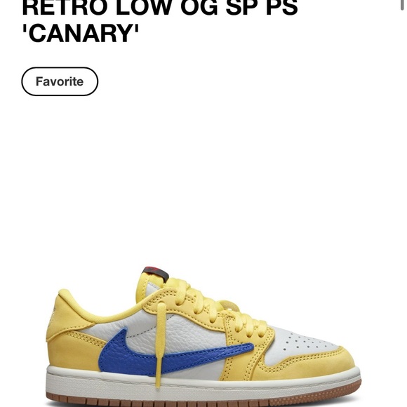 Nike Other - Nike Travis Scott Kids Retro Low OG SP PS 'Canary' Shoes